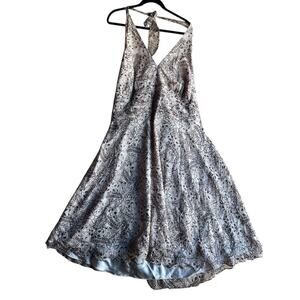 Robbie Bee Women's Fairy Romance Halter Dress 100% Silk Brown Floral Size 24W